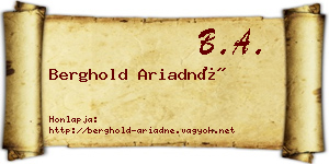 Berghold Ariadné névjegykártya